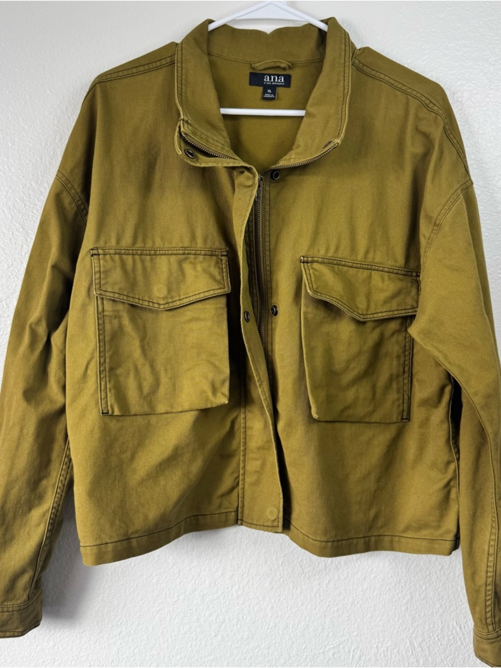 A.N.A. A New Approach Jacket Coat - Women's Boxy Army Green Zip- XL